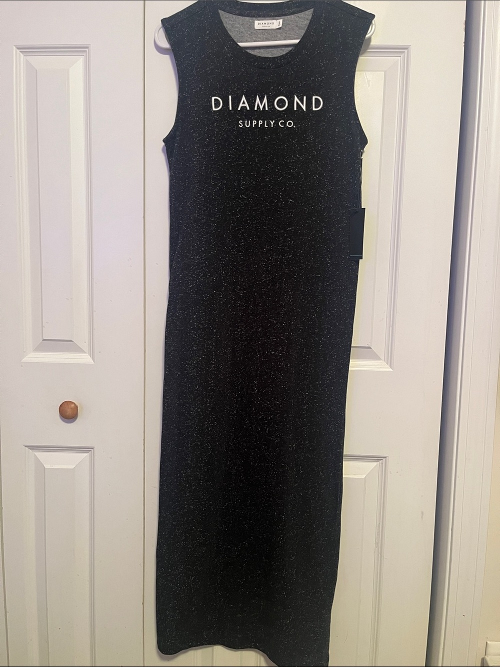 Diamond Supply Co. Black Sparkle Ribbed Maxi Dress Retail 250$